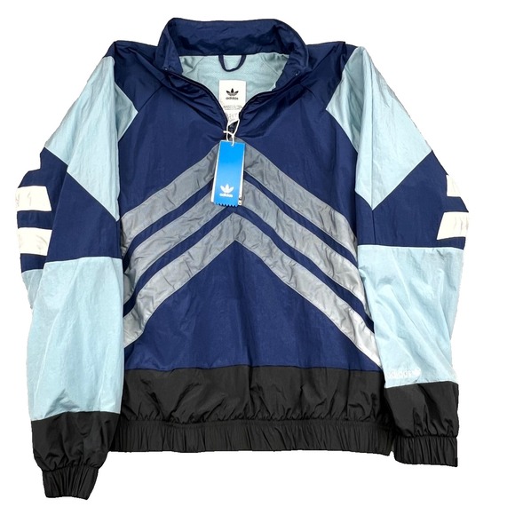 Rare Adidas Originals Anorak Jacket Nova Blue Half Zip Nylon Small $120 MSRP
